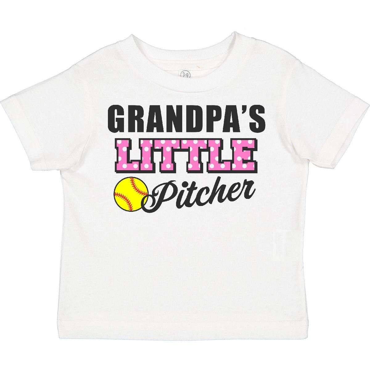 Inktastic Grandpa s Little Pitcher Softball Toddler T-Shirt Sports Kids Grandpa 120