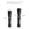 XHP50 Aluminum Alloy Telescopic Flashlight LED Power Display USB Rechargeable Strong Light Flashlight