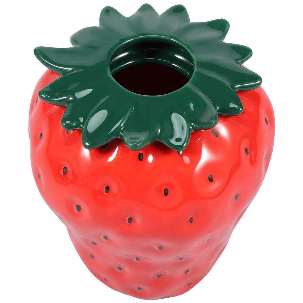 Strawberry Vase Vintage Inspired Strawberry Flower Vase Ceramic Decorative Strawberry Shaped Planter for Home Office Kitchen