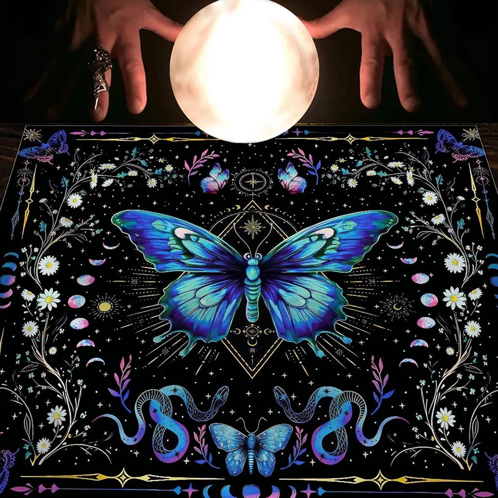Tarot Tischdecke Schmetterling Blume Astrologie Altartuch Wahrsagekarten Tischdecke Wandteppich Hexerei Zubehör