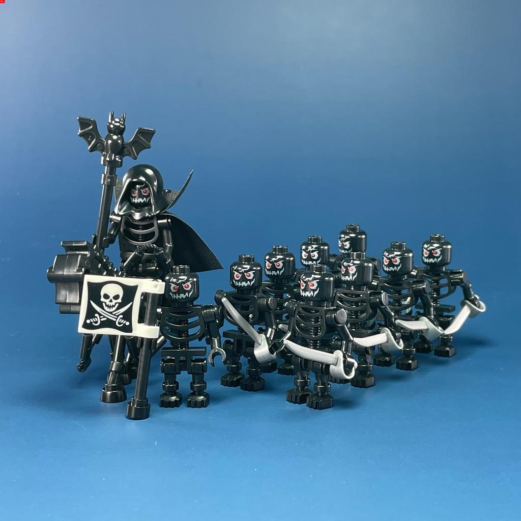MOC Bricks DIY Dark Messenger Magicians Group Skull Skeleton Horse Building Blocks Mini Dolls Toys For Kids Gifts