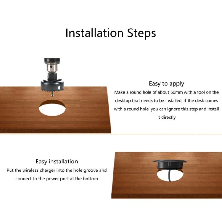 Universal Cellphone Charging Station 10W Wireless Charging Pad Invisible Desk Embedded Charger for 15 14 13