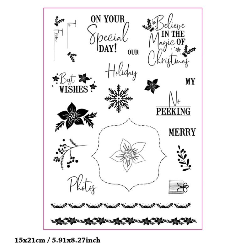 Birthday Celebration Clear Stamp Flower Pattern Silicone Stamp for Birthday Card Making Scrapbooking Journal Planner