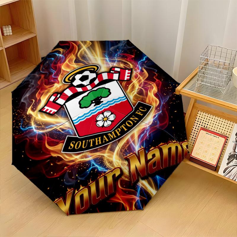 Southampton FC Automatic 3‑Fold Umbrella 8‑Rib Windproof Folding Umbrella Sun Rain Protection For Outdoor Travel Daily Use
