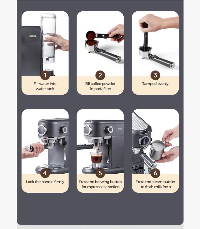 Coffee Machine MK-601F Four In One, Cappuccino Coffee Machine Dolce Gusto Nes Capsule Espresso Machine ESE Pod Grinding Gift for Lover, Dad, Mom