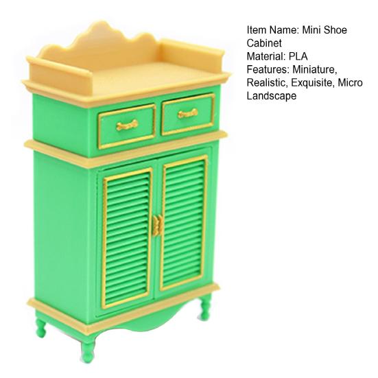 1: Modello di Armadietto per Scarpe in Miniatura Scala 1:12 con Ante e 2 Cassetti Accessorio per Arredamento Mini Casa delle Bambole per Paesaggio Micro Fai da Te Oggetti di Scena per Gioco di Finzione