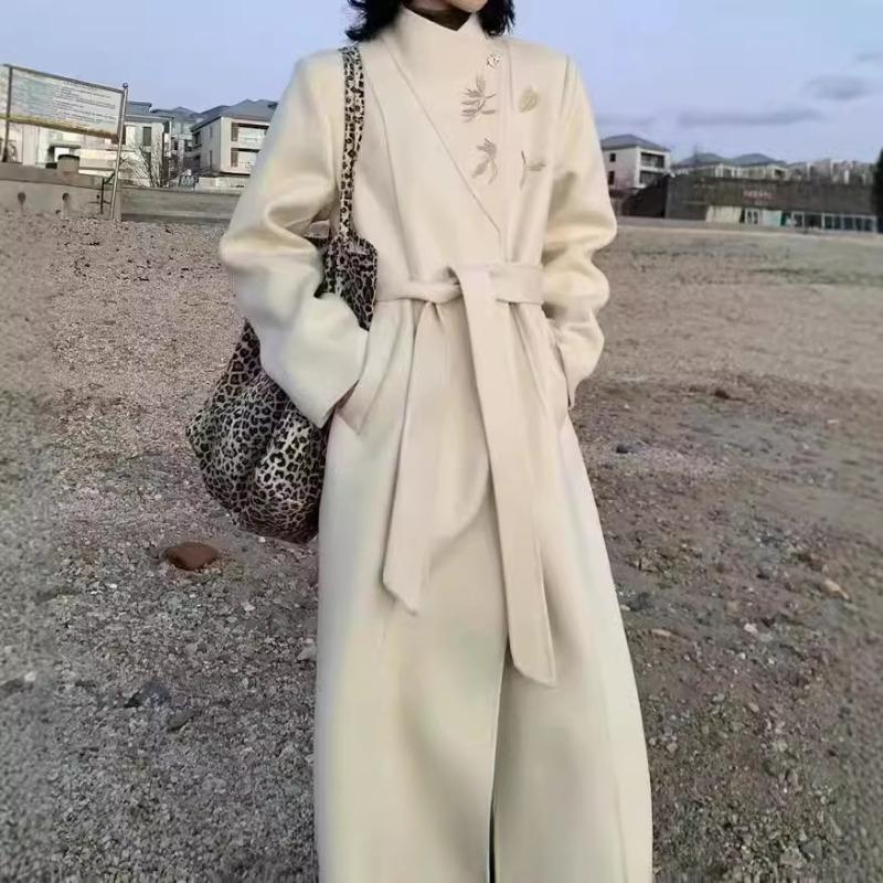 

Новое осенне-зимнее двухстороннее шерстяное пальто длинное корейское свободное повседневное шерстяное пальто M белый