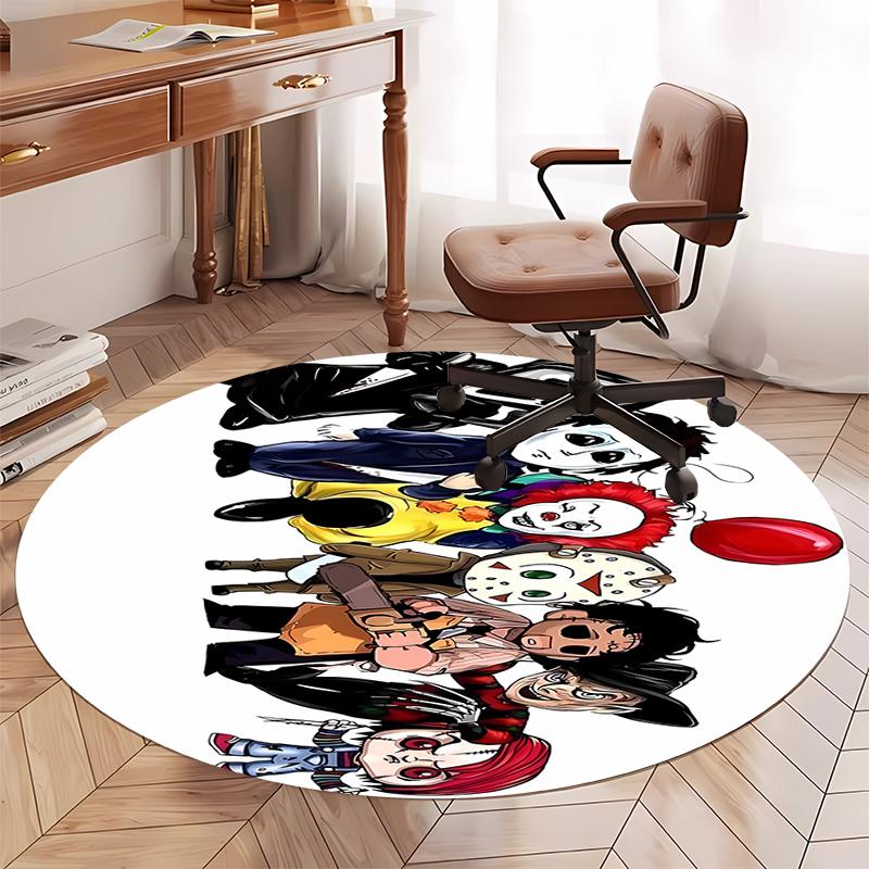 Halloween horror Printed Round Rug Carpet Chair Rug Area Rug Entryway Doormats,for Office Chair Living Room Bedroom Kitchen Room.