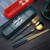 Children Portable Tableware Picnic Cutlery Set Korean Dinnerware Coffee Spoon Chopsticks With Box Stainless Steel Kitchen Utensi