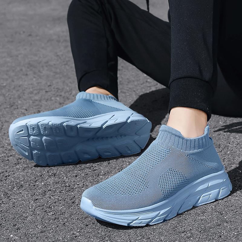 Green Cheap Knitted Man Sneakers Couple Size 35-46 Lightweight Men's Casual Sneakers Slip-on Comfortable Running Shoes For Men