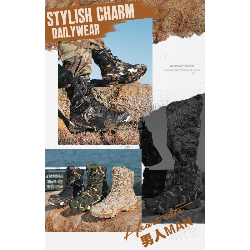 Nieuwe jungle jachtlaarzen gevechtslaarzen militaire laarzen heren hoge top camouflage woestijnlaarzen buitenleerling