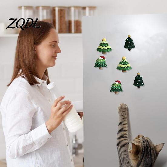 Holiday Fridge Decorations 7Pcs/Set Mini Christmas Tree Refrigerator Magnet, Xmas Shape Office Whiteboard Magnets Decorative Magnet for Locker Door