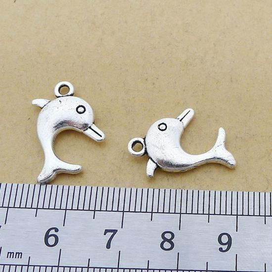 A5728 Antique Silver Alloy Dolphin Jewelry Accessories, 100/Bag, 1.5g - DIY Jewelry Supplies