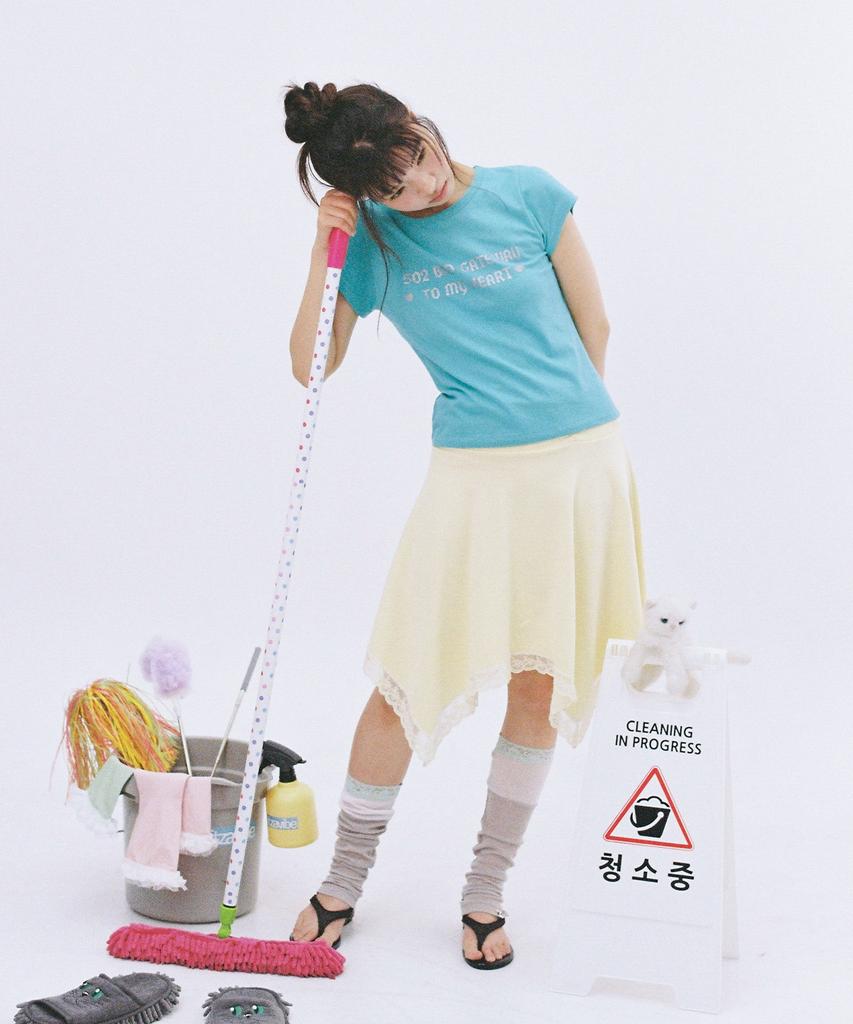 Isjabaibeu Lace Point Unbalanced Skirt - Yellow