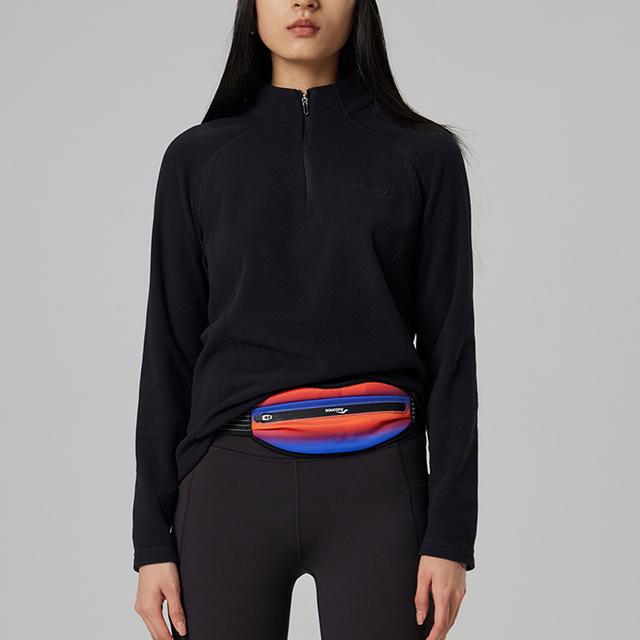 SAUCONY Sports Lifestyle Series Half-Zip Solid Color Stand Collar Pullover Long Sleeve Sweatshirt Women Sweatshirt Black SC1240156A-BK01