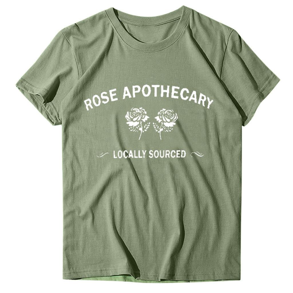 Women Casual Letter Printing Short Sleeves  Loose T-Shirt Blouse Tops