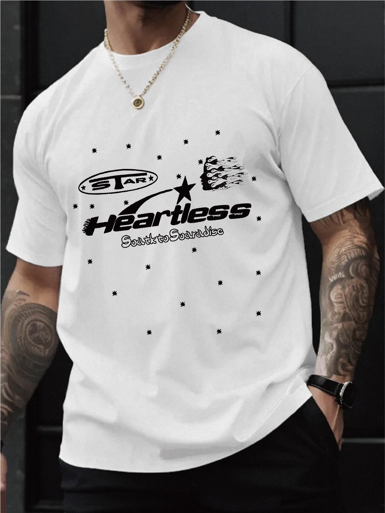 

Fashion shortsleeved Tshirt black and white Heartless printed text casual street style S