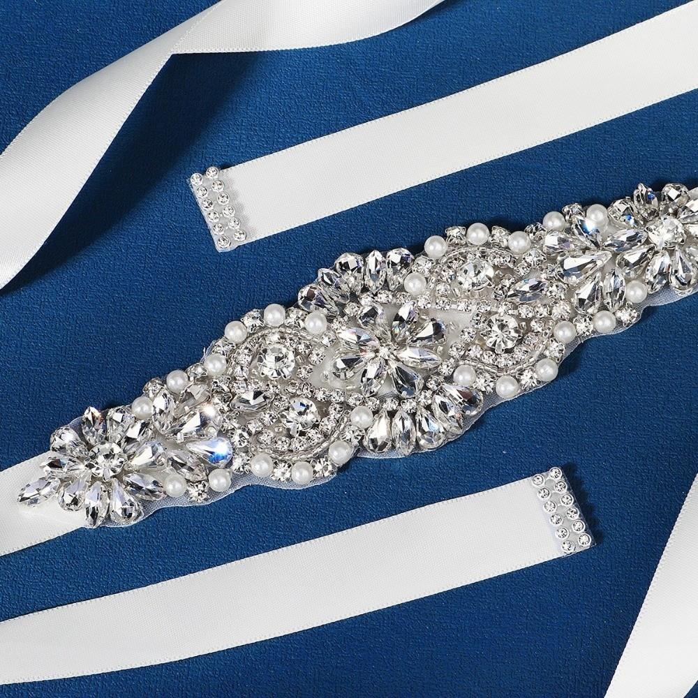 Ribbon Bridal Belt Silver Bridal Sashes Fashion Wedding Belt  Women