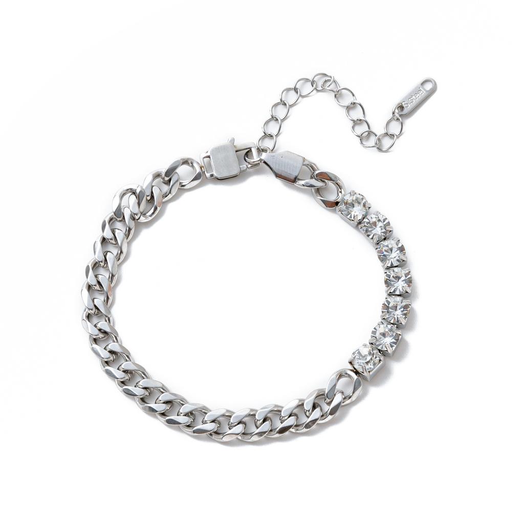 Titanium Steel Bracelet Fashion Personality Hip Hop Zirconium Necklace Furnace Vacuum Plating Gold Color Retention