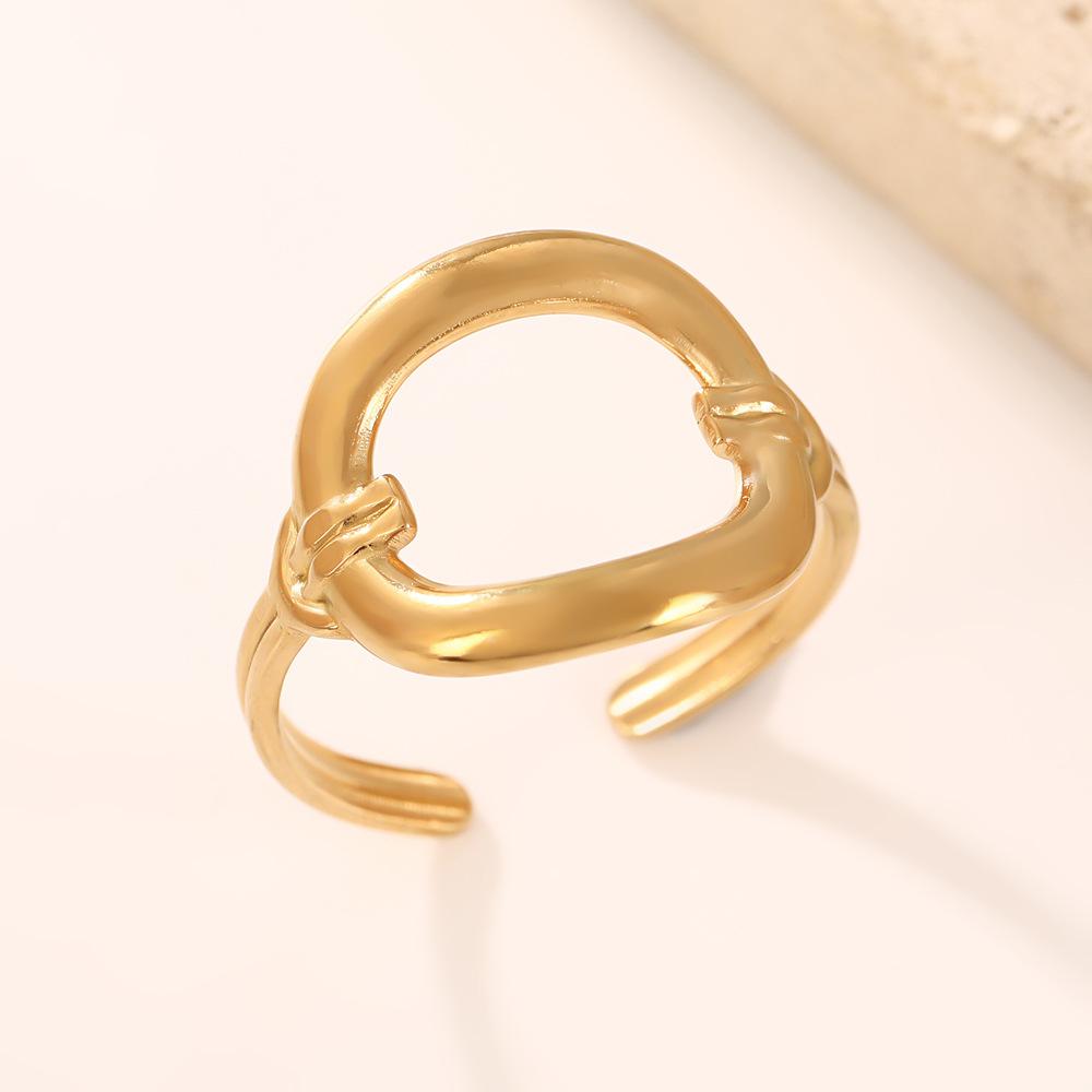 Stainless Steel Gold Color Rings Women Trendy Heart Moon Star Snake Open Rings Geometric Zircon Birthday Gift Wholesale