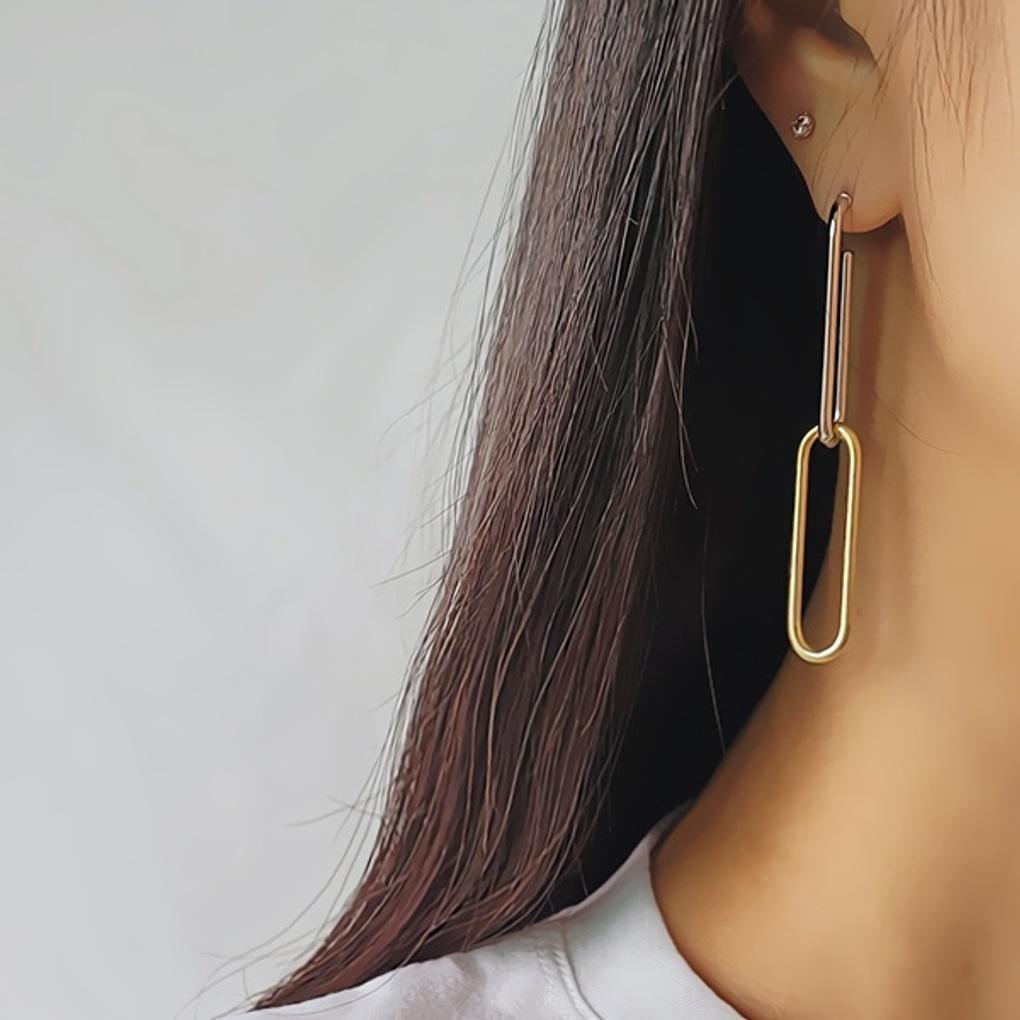 Women's Titanium 15K Gold Plated Two-Hook Earrings