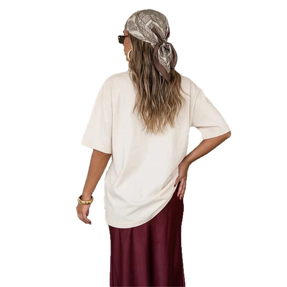 Off-White Rome Vintage Letter Graphic T-Shirt Oversized Casual Top European Literary Travel Style for women