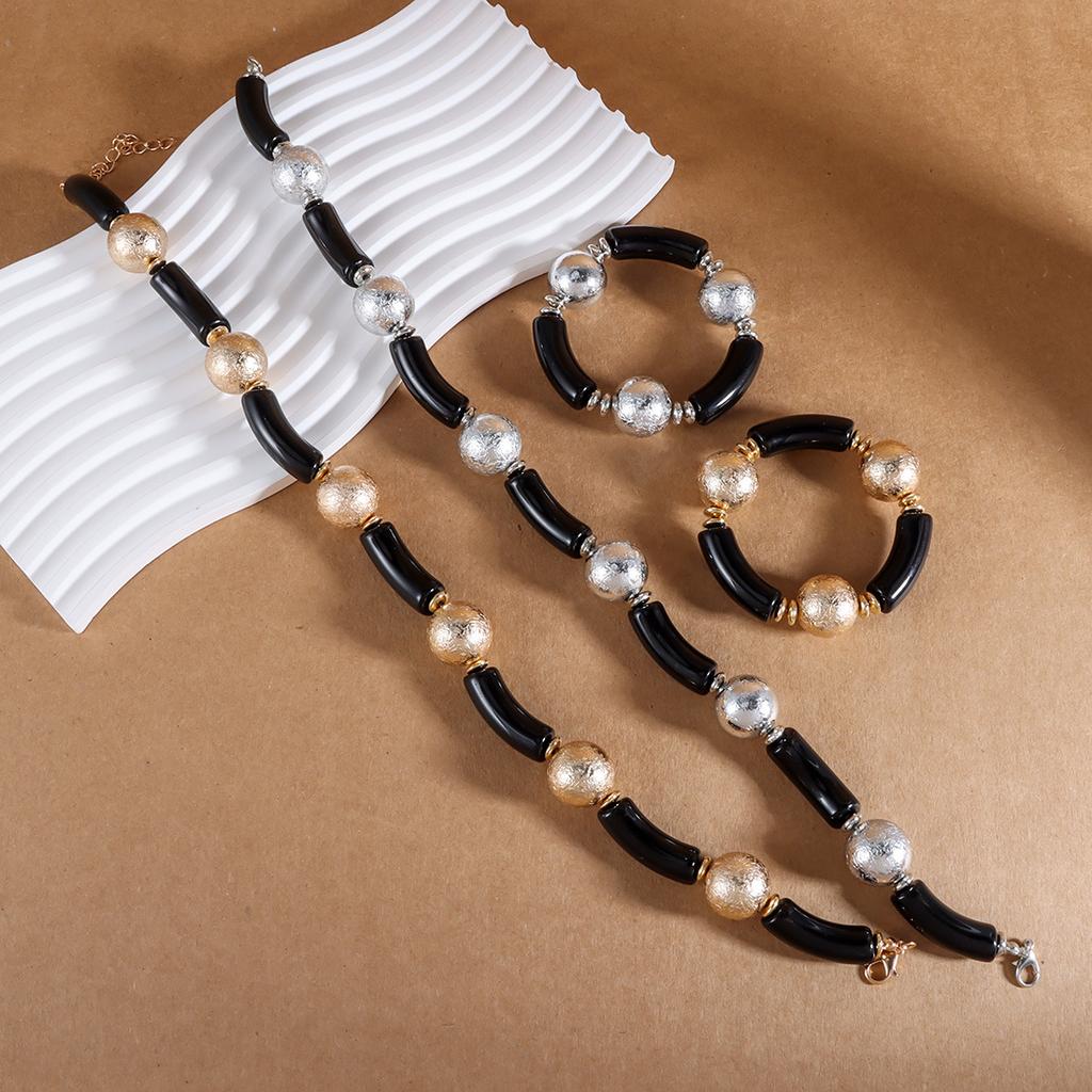 Acrylic Bamboo Ring Jewelry Personalized Exaggerated Large Bead Bracelet Necklace Set