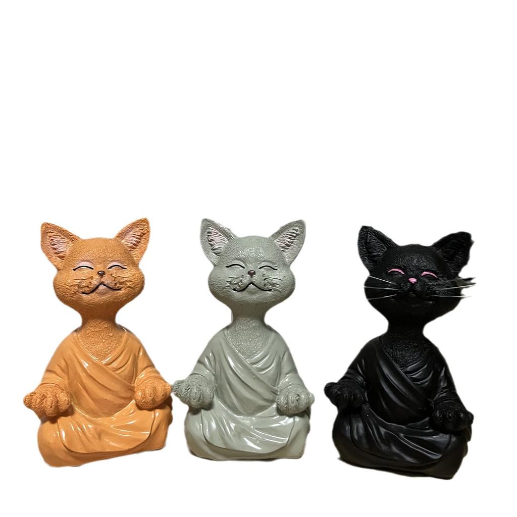 Cat Meditation Animal Meditation Cat Resin Statue Zazen Cat Decoration Crafts Ornament Sculpture Creative Home