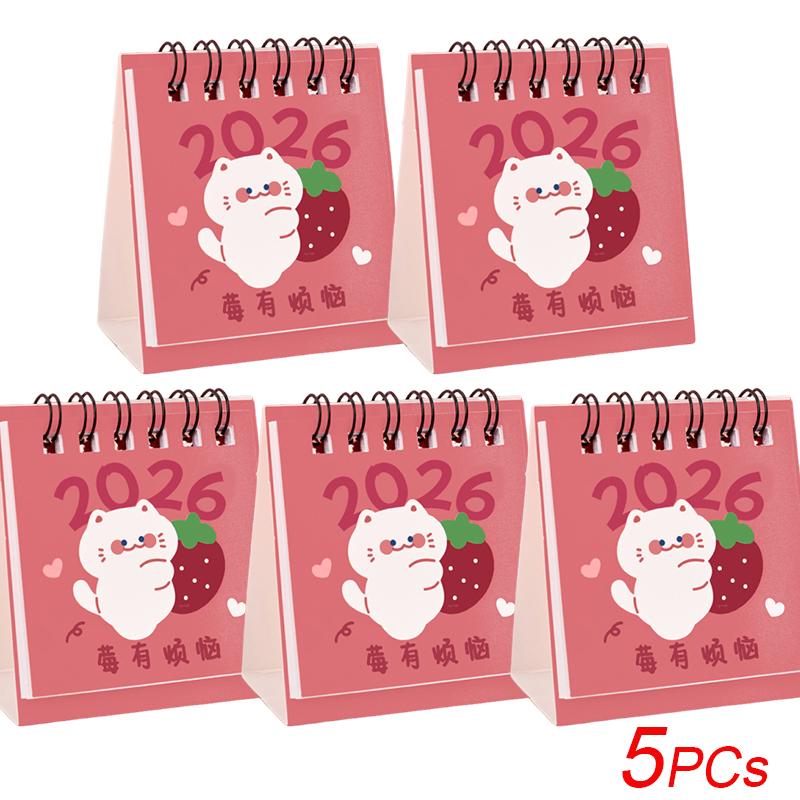 Mini Desk Calendar Cartoon Standing Flip Desktop Calendar, Small Daily Planning Monthly Calendar for Home