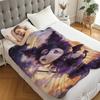 Sanrio Kuromi Magic Witch Blanket Starry Sky Oil Painting Printed Flannel Throw Blanket Multi-use Nap Blanket for Dorm Home