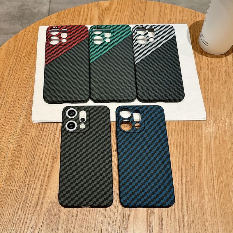 Applicable To OPPOReno11 Mobile Phone Case Pro Carbon Fiber Pattern Ultra-thin Skin Contrast Color FindX1Ultra Case