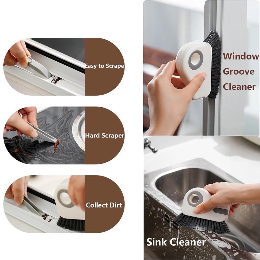 2-in-1 Groove Cleaning Brush Window Track Cleaning Tools with Hidden Scraper