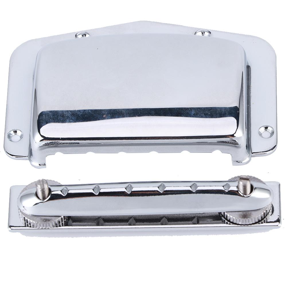 

6 String Electric Guitar Adjustable Archtop Tailpiece Bridge Cover Plate AccessorySilver