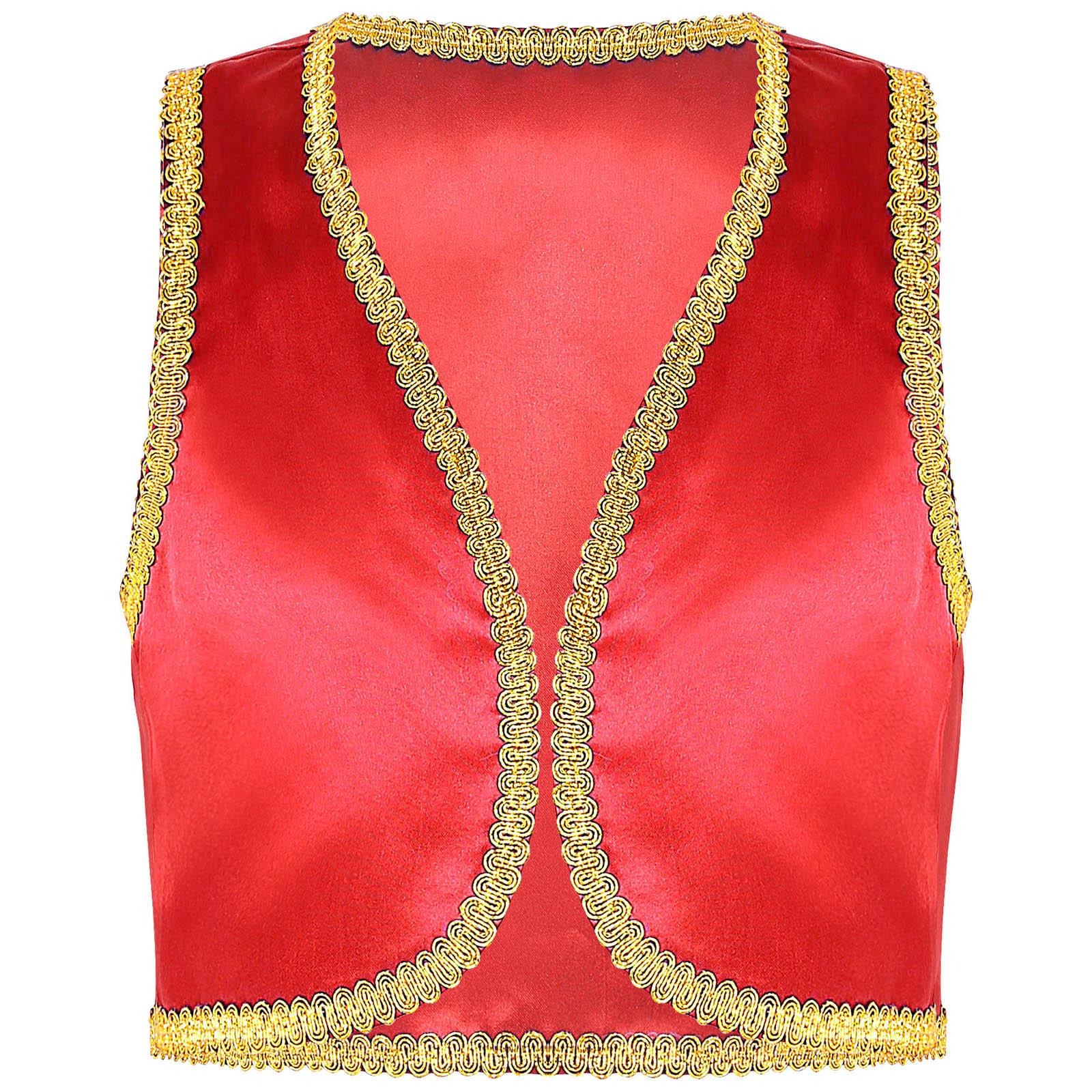 

Хлопчачий Казковий Косплей Жилет З Відкритим Передом Золота Плетена Оздоба Жилет Для Перевдягання 11-12 Years червоний