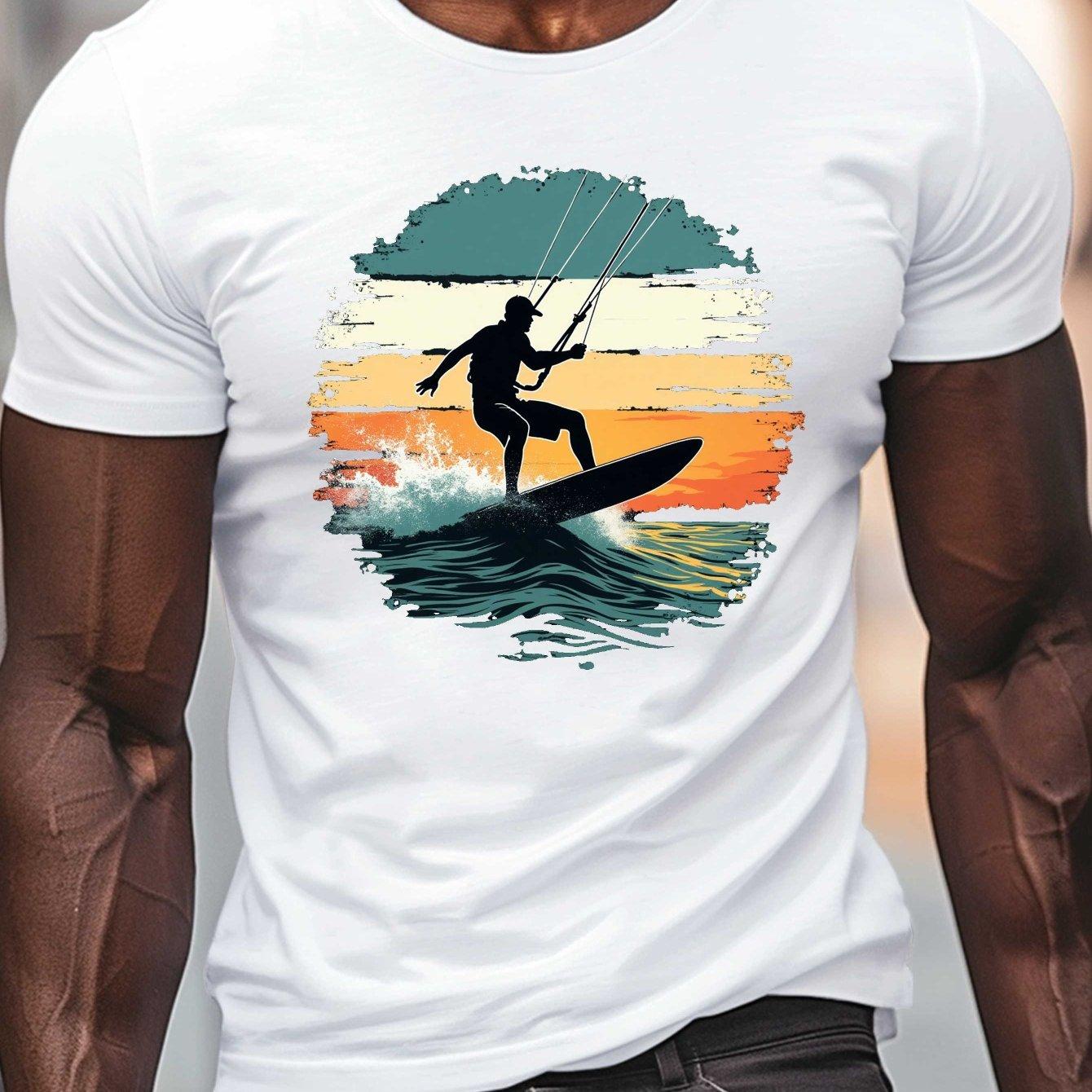 Kitesurfing Sunset Graphic Tee Men Breathable Cotton Casual Short Sleeve TShirt Outdoor Watersports S