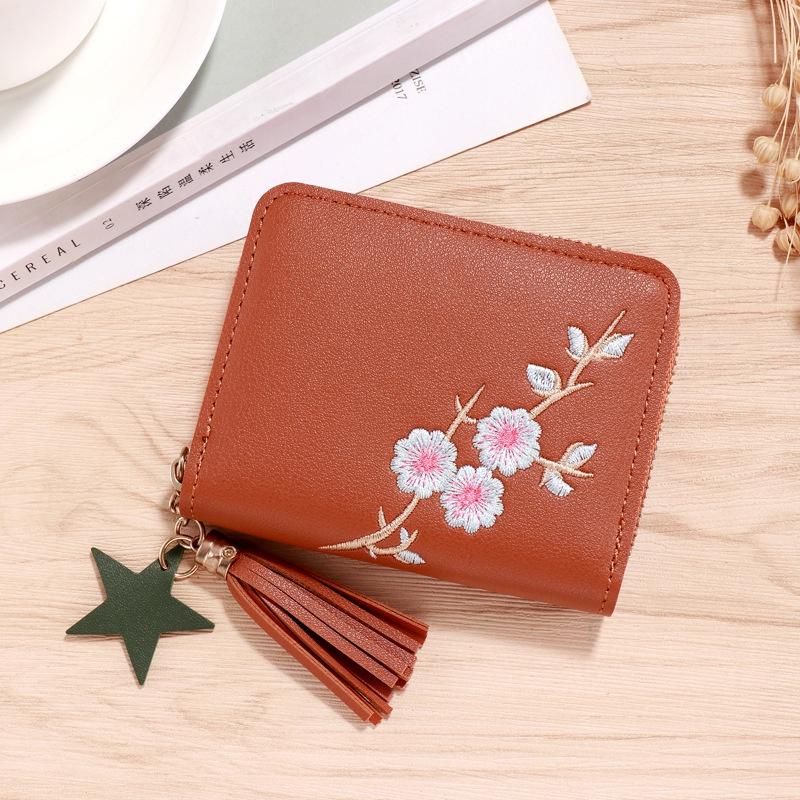 

IELGY Женский короткий кошелек для монет из искусственной кожи с тиснением коричневый