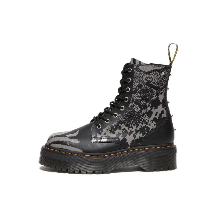 Dr. Martens Leather Fashion Printed Lace-Up Short Martin Boots Unisex boots Black Gray 27669001
