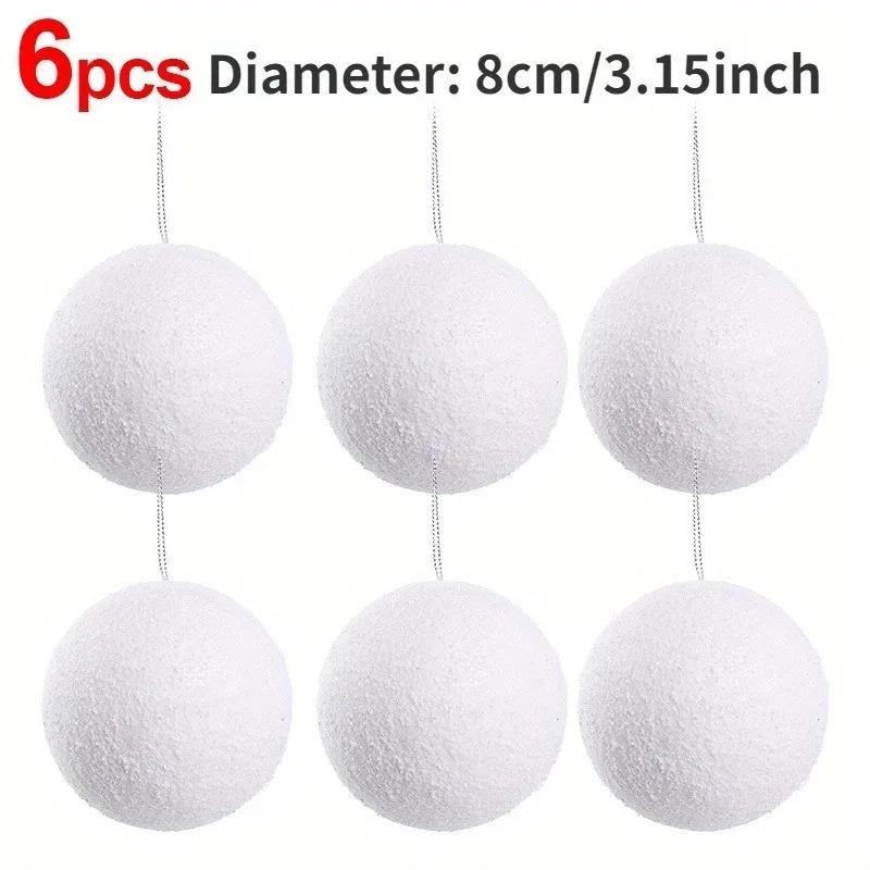 4/6/8cm White Christmas Balls Decoration Christmas Tree Hanging Accessories New Year Gift Box Navidad DIY Party Home Room Decor
