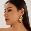 SHIXIN Irregular Geometry Leaf Pendant Earrings for Women Design Sense Gold Color Glossy Metal Drop Earrings Wedding Jewelry New