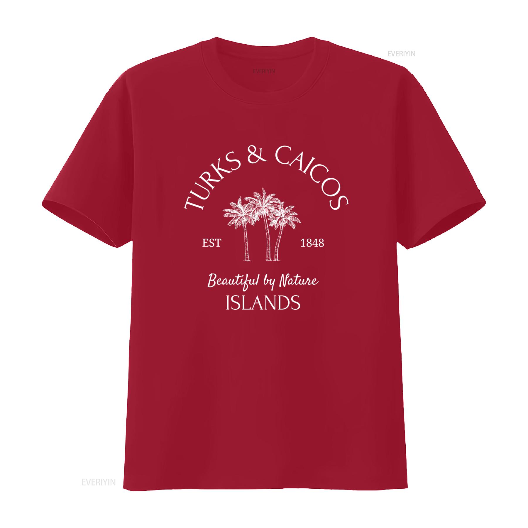 Turks And Caicos T Shirt Caribbean Islands Providenciales Grace Bay Beach Summer Beautiful by Nature Est 1848 Palm Trees Design S