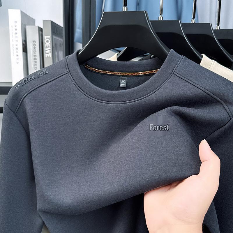 Men's 370g Heavyweight Thickened Round Neck Autumn Hoodie 2025 – Mature Fashionable Casual Layer