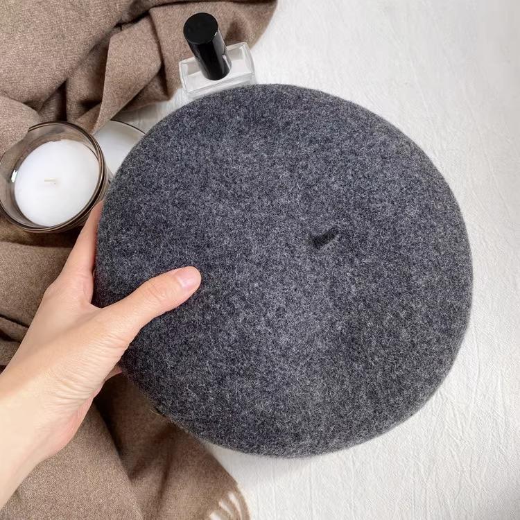 Thickened Wool Beret Milk Tea Color Maca Color Versatile Painter's Hat