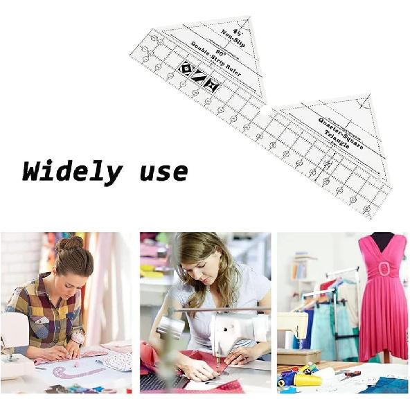45/60/90 Degree Double Strip Quilting Patchwork Ruler Template Non-Slip Acrylic Quilting Rulers for Quarter Square Triangle Cutting Guide (18in,