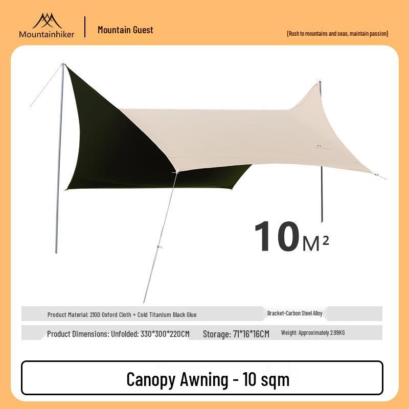Mountain Guest Portable Cat Ear Tarp, Black Titanium, Folding, Rainproof Canopy for Outdoor Camping 6-12 People