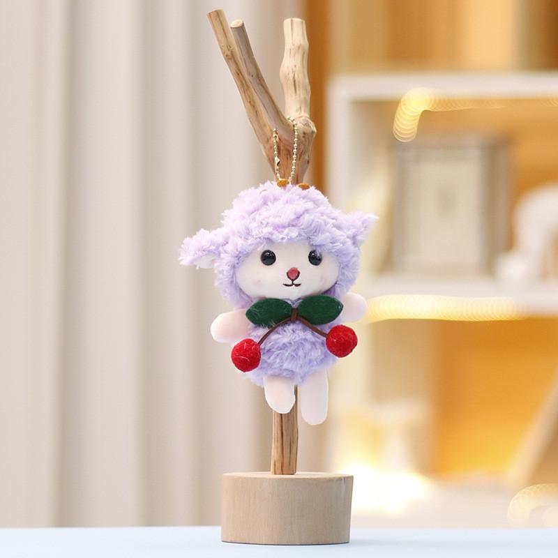 Adorable Plush Toy Cherry Lamb Doll Cute Stuffed Animal Keychain Pendant Bag