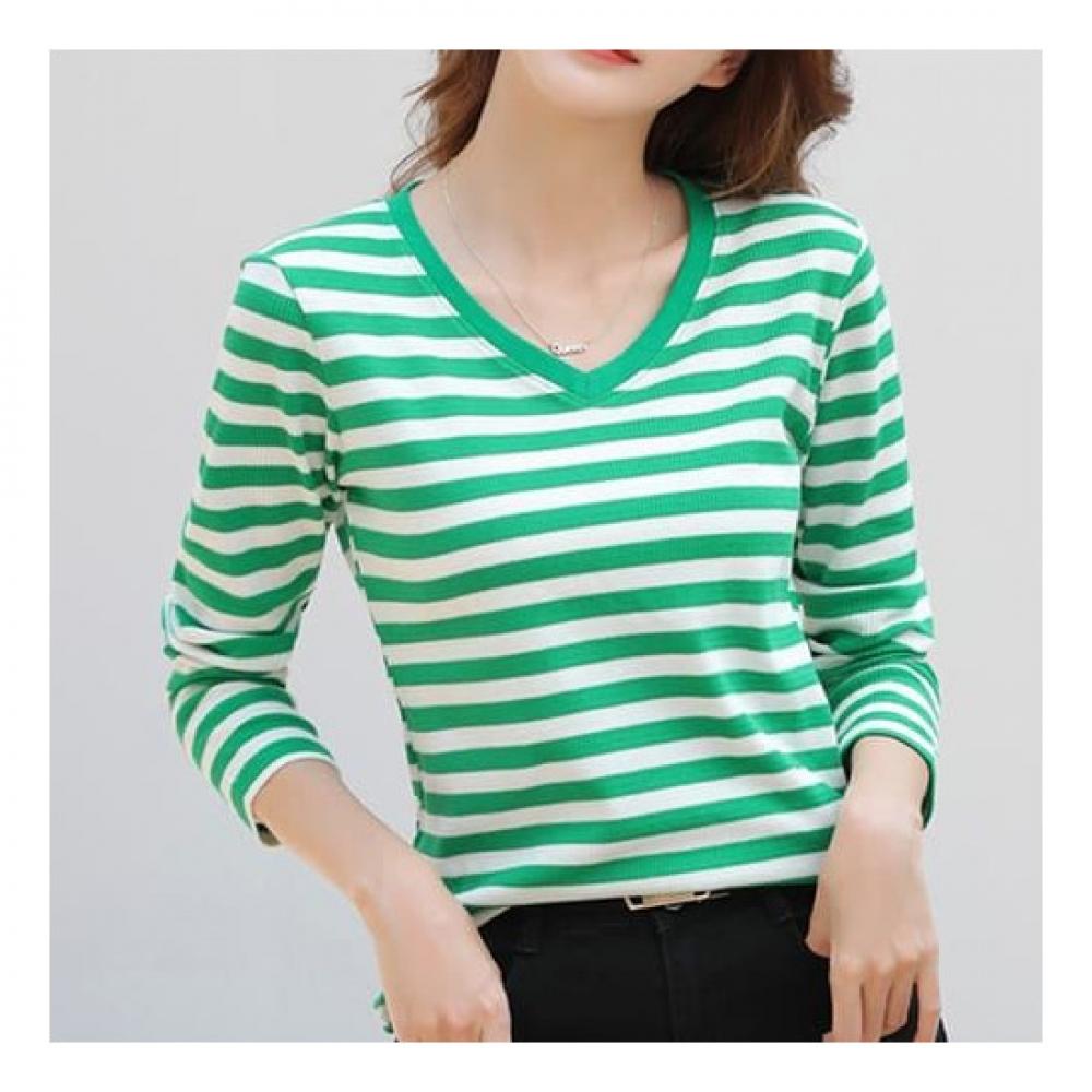 NaVaVa Men S Simple STripe V Neck Long SleeVe T ShirT nT1429