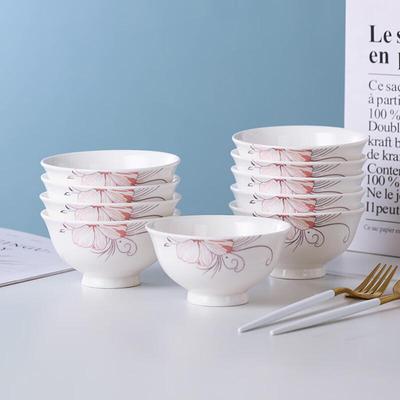 Haoya Jingdezhen Keramické misky na rýži a polévku na nožičkách - Zlatá rodina