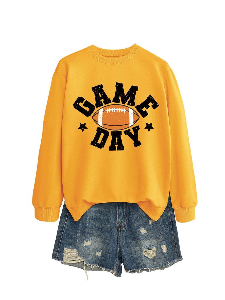 Colorful Football Letter Crewneck Sweatshirt - Game Day Long Sleeve Casual Wear
