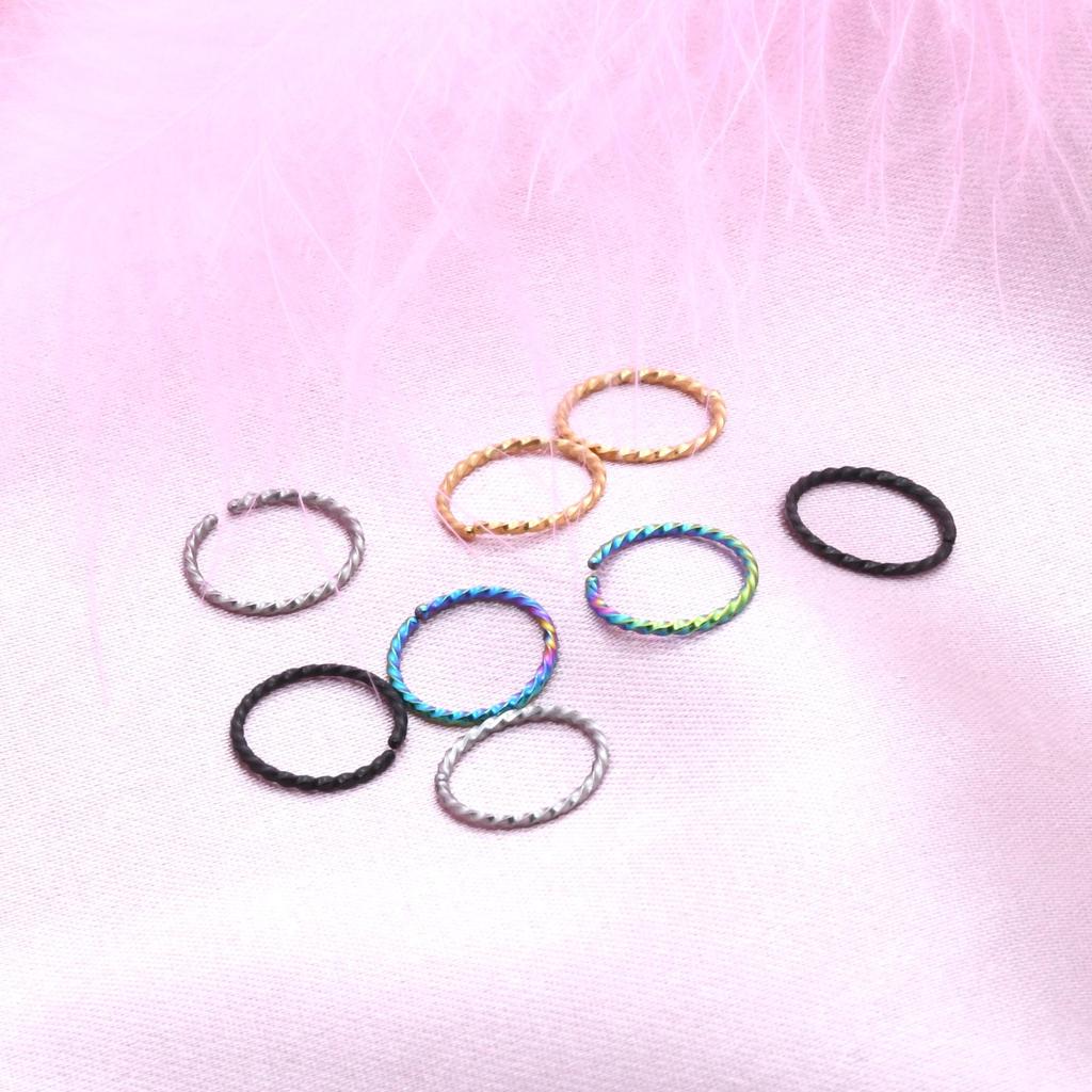 Stainless Steel Ribbed Nose Rings for Men & Women - Trendy Hip-Hop Jewelry