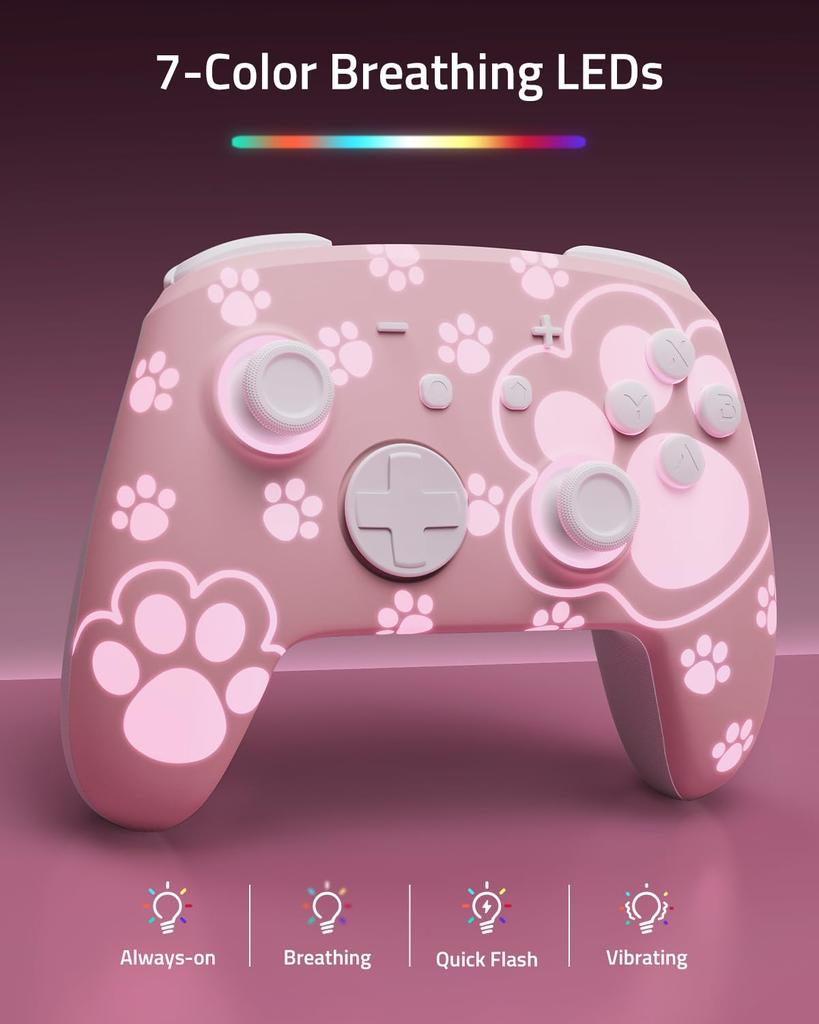 Switch 2 Wireless LED Pro Controller Bluetooth Turbo Ergonomisch Geeignet für OLED und Japanische Bedienungsanleitung "Aufleuchtmuster" Controller, Licht,